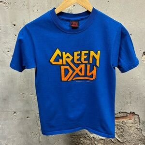 Cinder Block Green Day Y2K Blue 2006 Youth Short Sleeve Band T-Shirt Baby Tee M